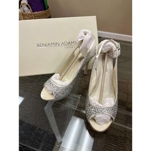 EUC Benjamin Adams London Crystal Sling Back Platform - Size 8 (EU 38.5)